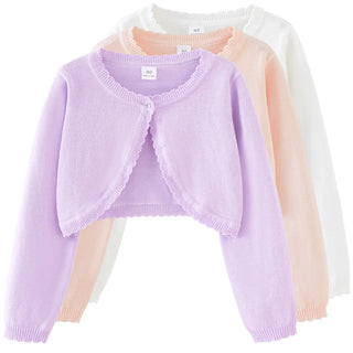 جديد korean round neck بنات' knitted cardigan jacket sweater shawl صيف air-conditioned sweater خفيف version