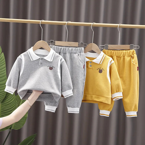 جديد men's women's أكمام طويلة طقم قطعتين baby children's formal cotton clothing for ربيع خريف foreign ستايل بدلة بنات
