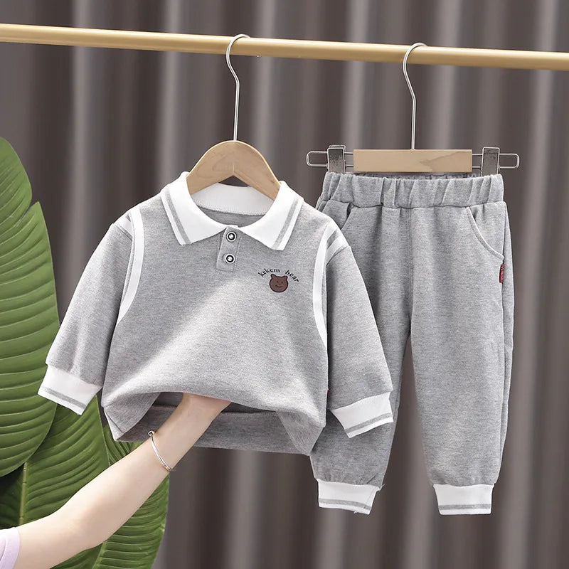 جديد men's women's أكمام طويلة طقم قطعتين baby children's formal cotton clothing for ربيع خريف foreign ستايل بدلة بنات