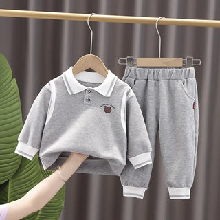جديد men's women's أكمام طويلة طقم قطعتين baby children's formal cotton clothing for ربيع خريف foreign ستايل بدلة بنات