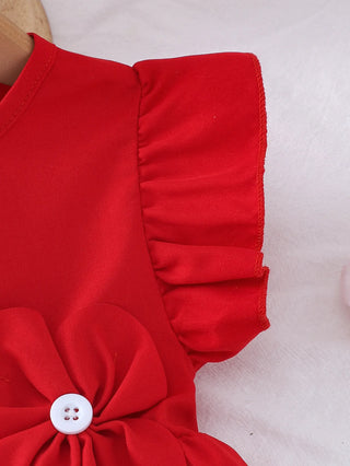 جديد newborn بنات red فستان formal embroidery and flower decor for daily occasions