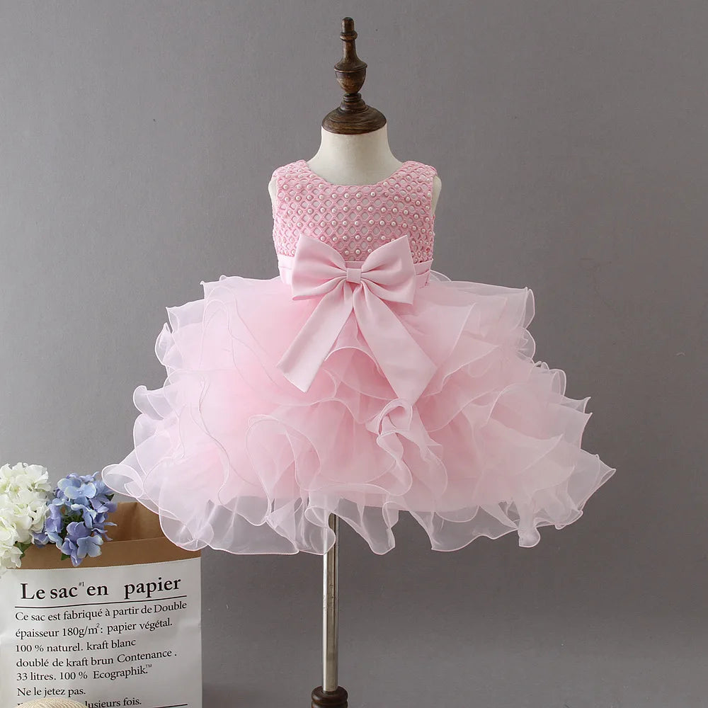 جديد أميرة فستان puff layered جيب little children flower بنت فستان birthday party evening فستان for 1-6year