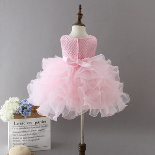 جديد أميرة فستان puff layered جيب little children flower بنت فستان birthday party evening فستان for 1-6year