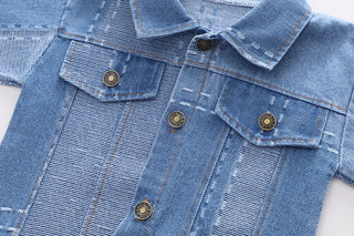 جديد ستايل ربيع خريف أولاد بنات clothes طقم children دينم jacket shirt pants 3pcs outfit أطفال دينم clothes