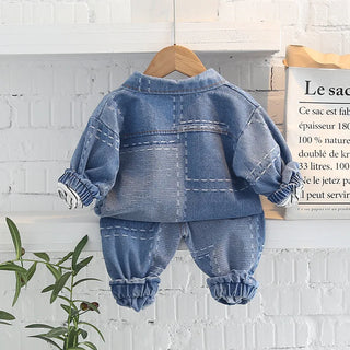 جديد ستايل ربيع خريف أولاد بنات clothes طقم children دينم jacket shirt pants 3pcs outfit أطفال دينم clothes