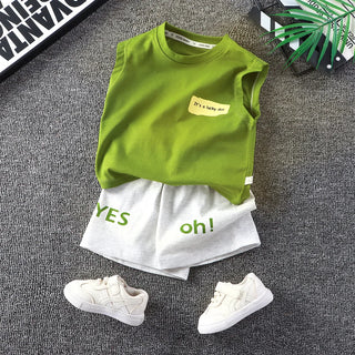 جديد صيف children's wear cool korean-ستايل بدون أكمام فيست طقم for أولاد 3-10 years old ناعم fabric minimum order 3sets