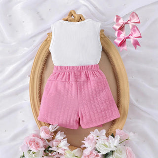 جديد صيف بنات بدلة bow بدون أكمام فيست irregular trousers جيب 2 pieces طقم