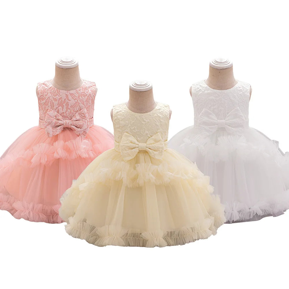 جديد year one بنات' bow puffy جيب فستان floral lace floral for صيف birthday parties knitted odm children's party فستان