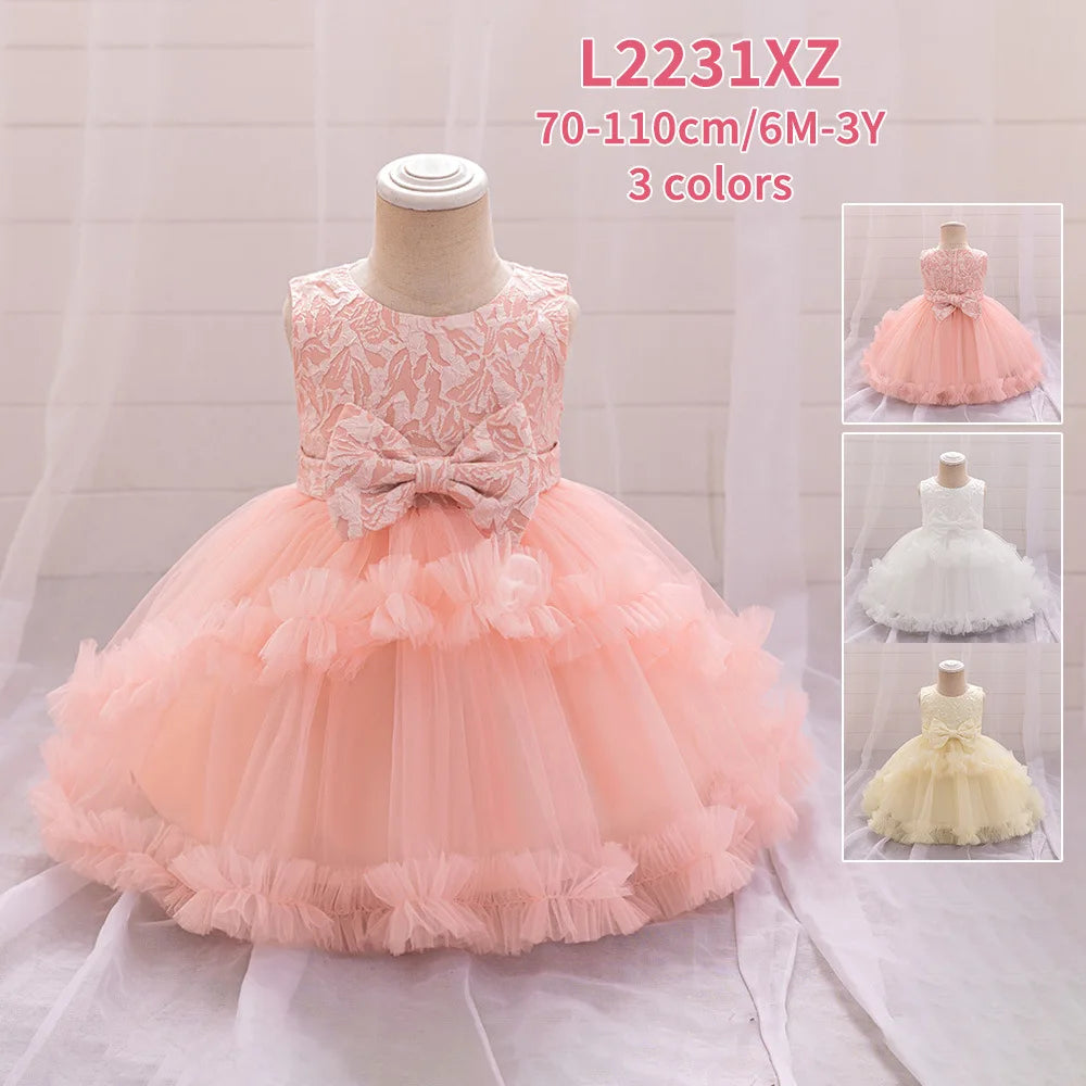 جديد year one بنات' bow puffy جيب فستان floral lace floral for صيف birthday parties knitted odm children's party فستان