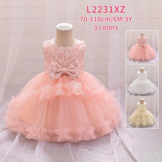 جديد year one بنات' bow puffy جيب فستان floral lace floral for صيف birthday parties knitted odm children's party فستان