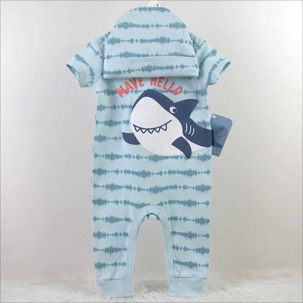 newborn baby ولد صيف wear romper hat 2 piece طقم