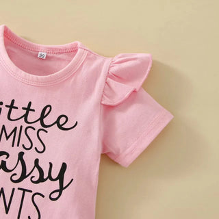 newborn بنت أكمام قصيرة letter جمبسوت pants butterfly headband 100% cotton tights بدلة cute odm snap button closure clothing