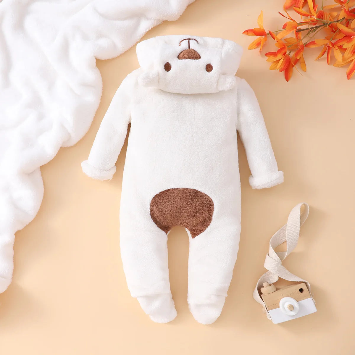 newborn شتاء thickened coral fleece جمبسوت cute infants climbing clothes