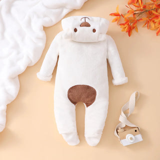 newborn شتاء thickened coral fleece جمبسوت cute infants climbing clothes