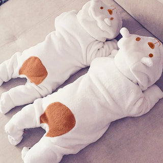 newborn شتاء thickened coral fleece جمبسوت cute infants climbing clothes