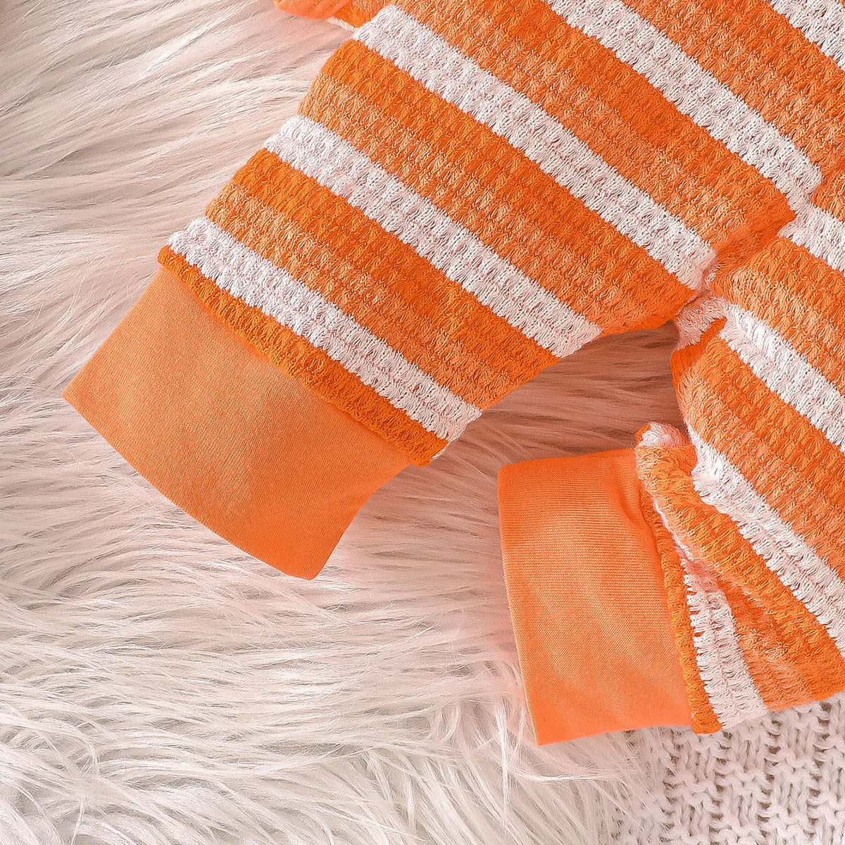 orange white striped جمبسوت with كاجوال pants floral flower hat cute cotton children's طقم of three for baby بنات