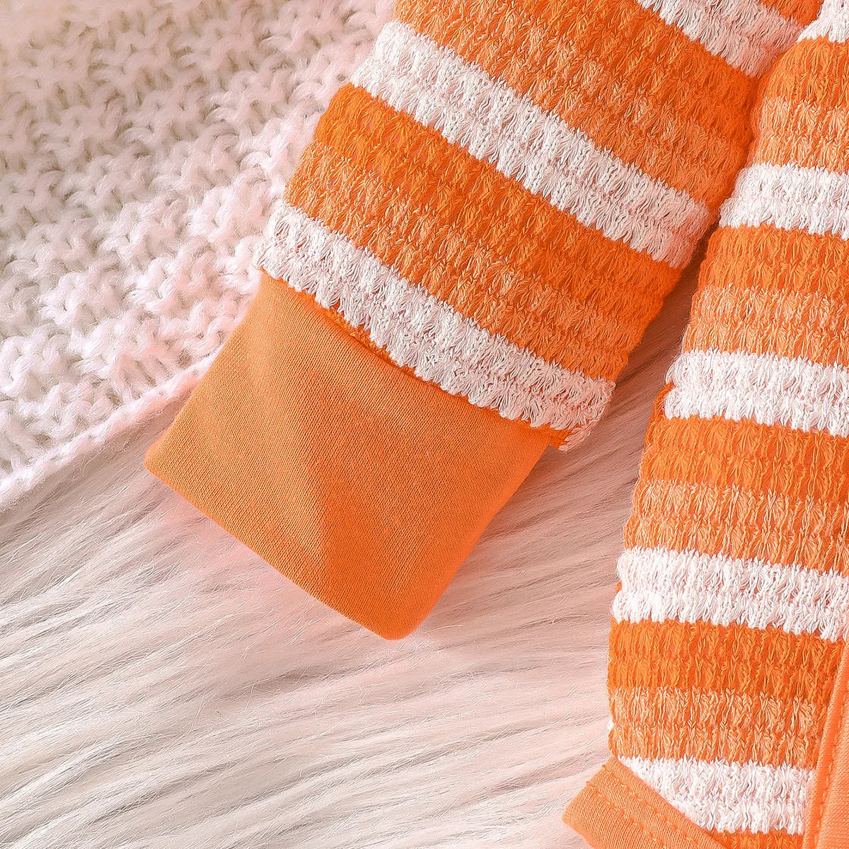 orange white striped جمبسوت with كاجوال pants floral flower hat cute cotton children's طقم of three for baby بنات