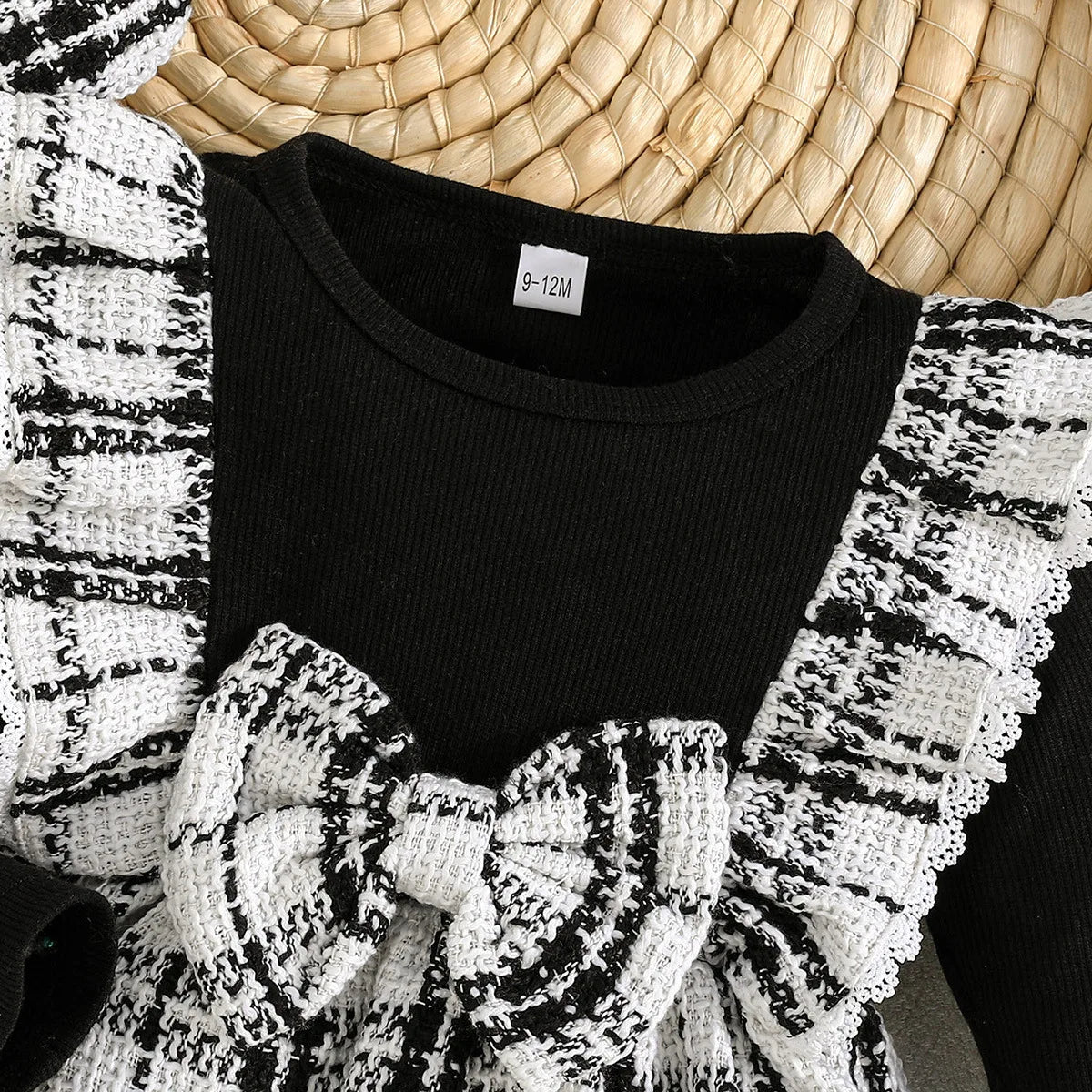 simple retro ستايل baby بنت فستان in black white plaid for ربيع خريف odm odm supply