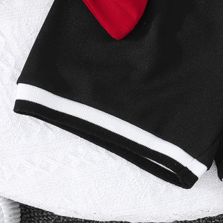 بدون أكمام black and red baby basketball بدلة with print pattern includes كاجوال fashion pants-طقم قطعتين
