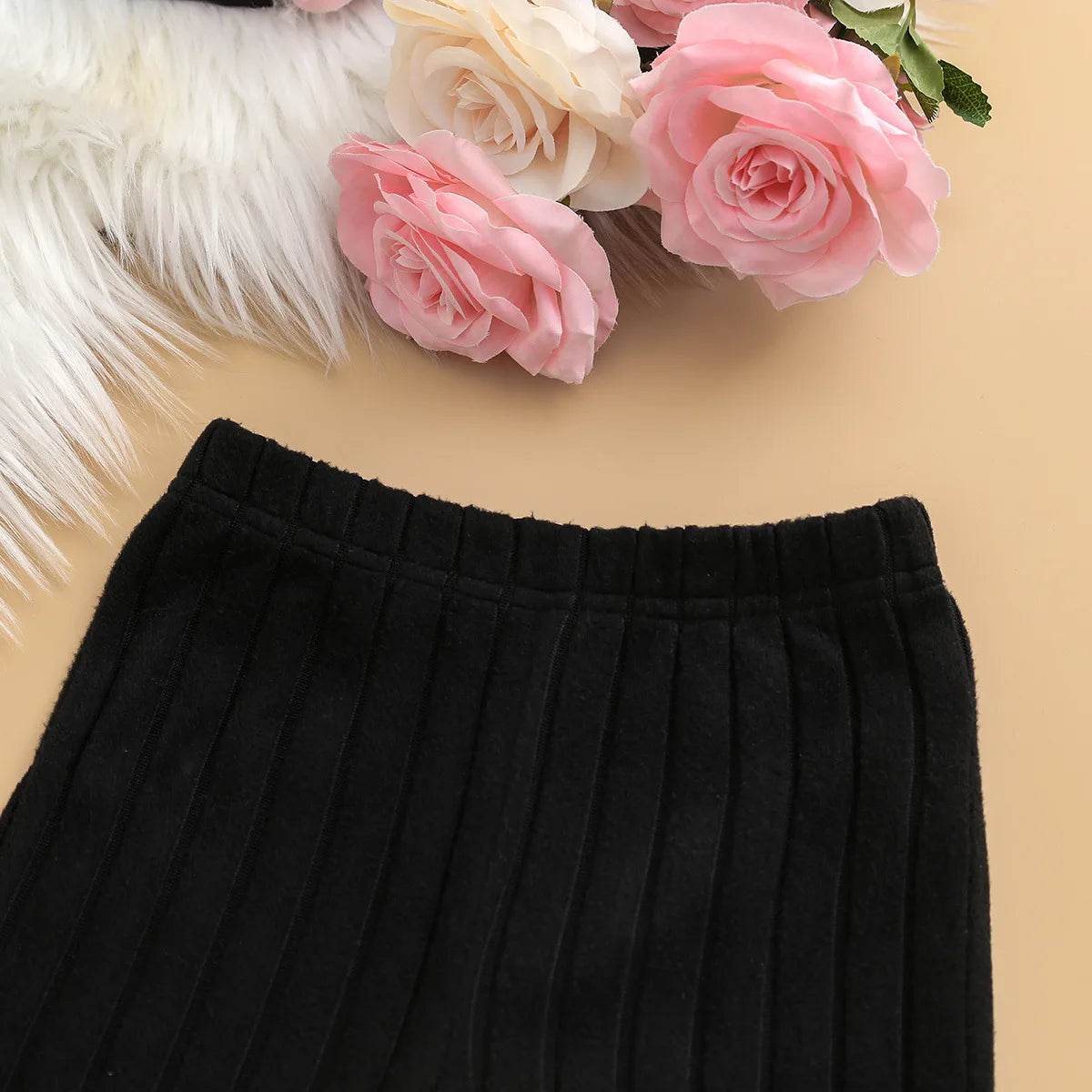 small fragrant wind بنات' كاجوال طقم قطعتين أكمام طويلة knitted jacket فيست with lace spliced shirt pants for foreign trade
