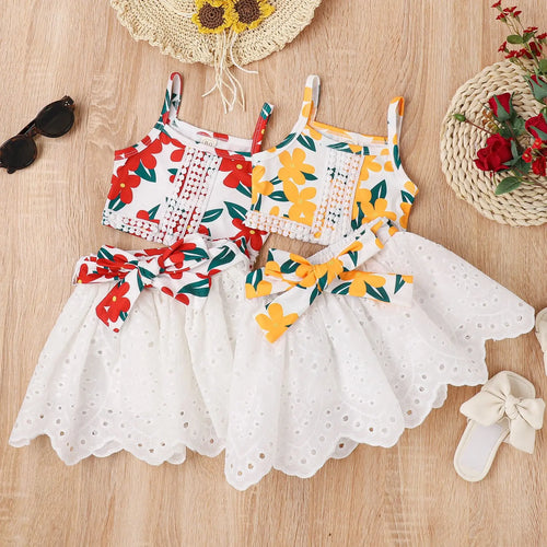 small بنات' كاجوال print بدون أكمام neck توب and bow جيب بدلة for ربيع and صيف breathable use clothes