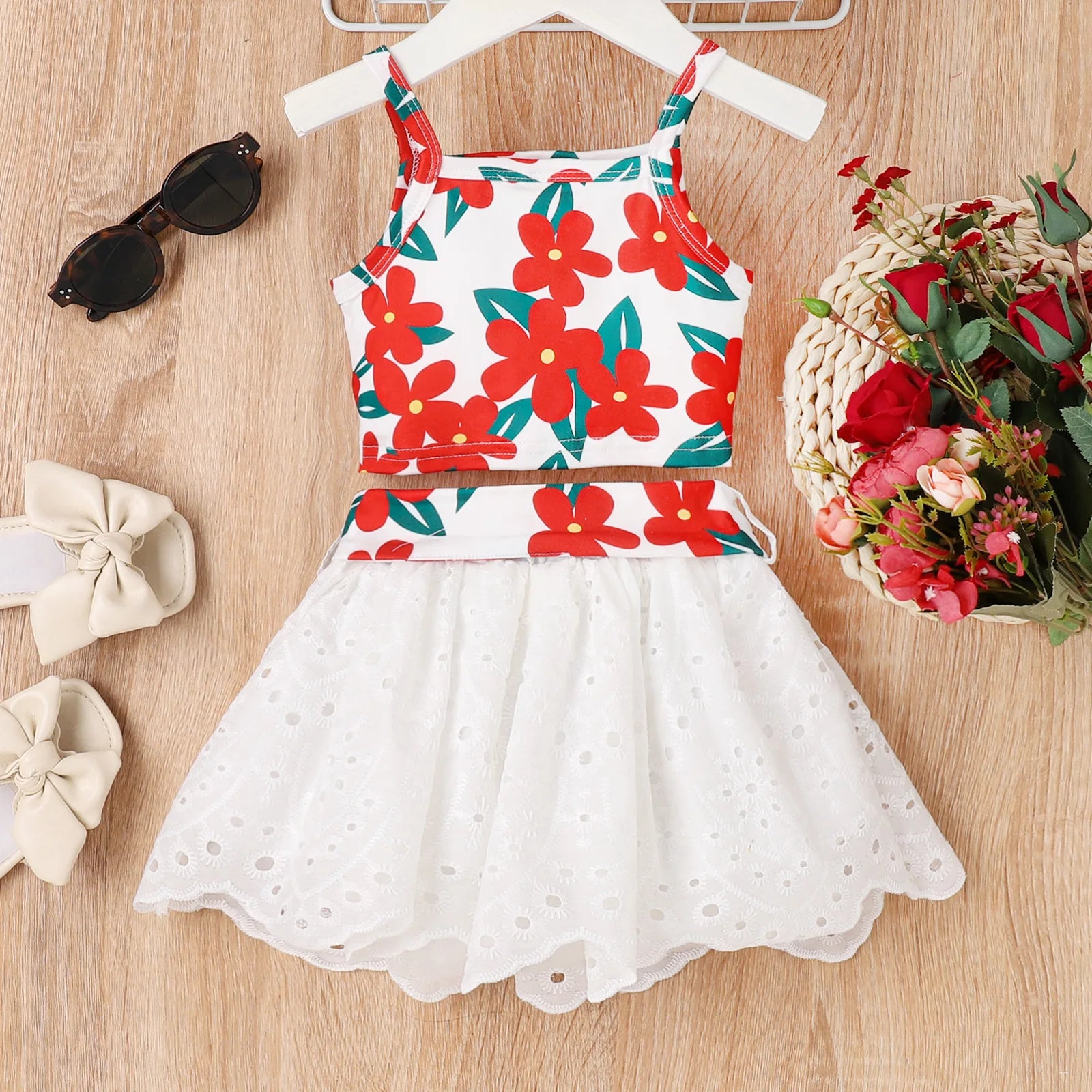 small بنات' كاجوال print بدون أكمام neck توب and bow جيب بدلة for ربيع and صيف breathable use clothes