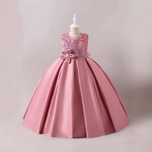 solid color أميرة فستان with جديد floral waist for بنات birthday party فستان صيف odm supply