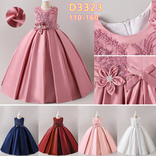 solid color أميرة فستان with جديد floral waist for بنات birthday party فستان صيف odm supply