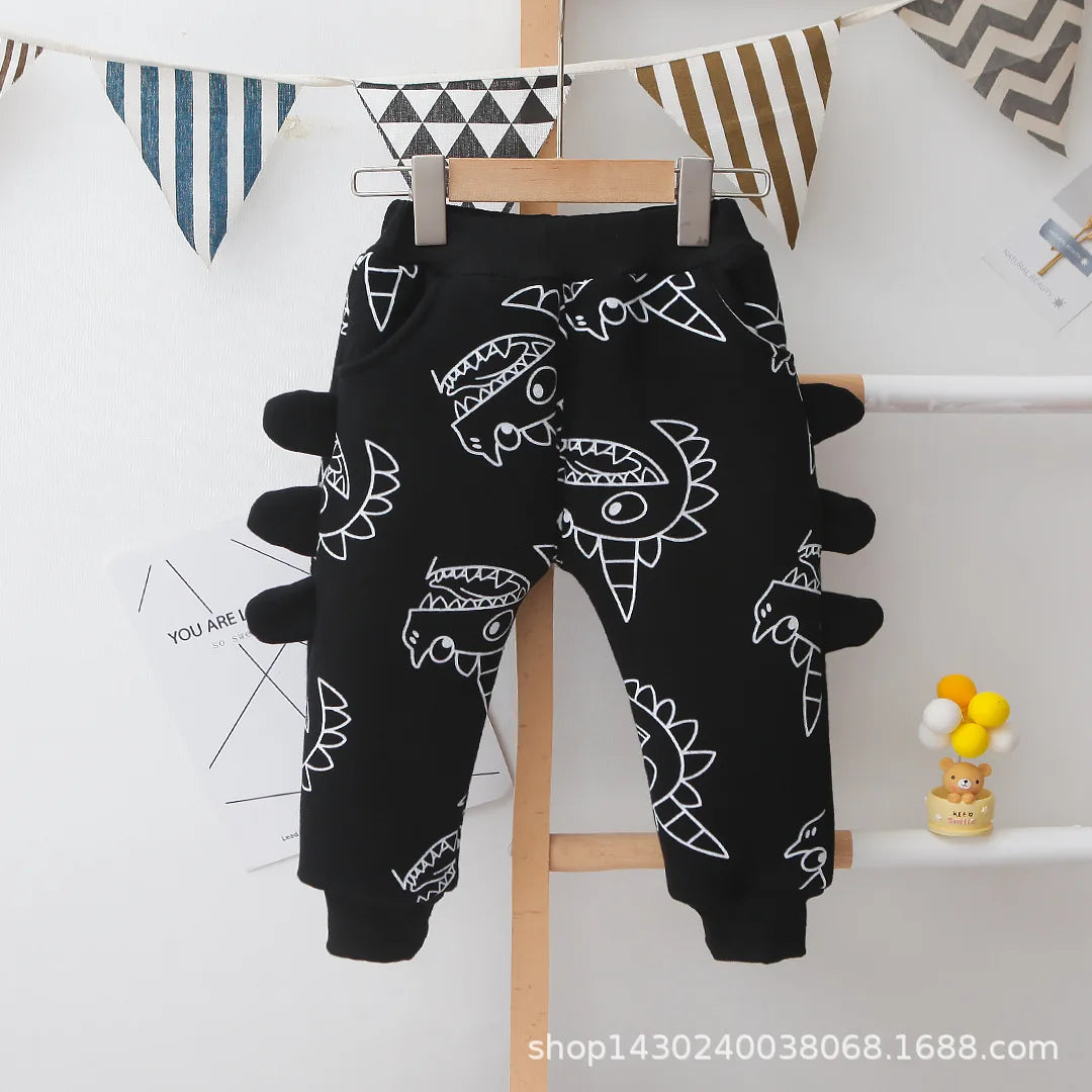 solid pattern طقم قطعتين for baby أولاد fall/شتاء كاجوال cartoon vests with fleece lining baby clothes