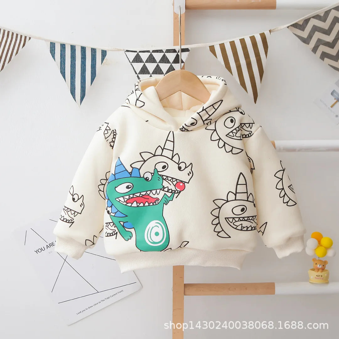 solid pattern طقم قطعتين for baby أولاد fall/شتاء كاجوال cartoon vests with fleece lining baby clothes