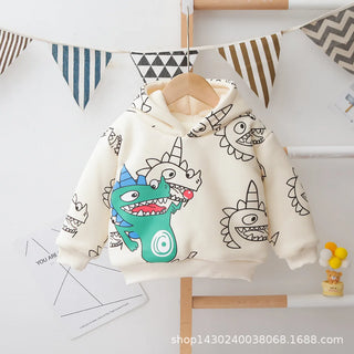 solid pattern طقم قطعتين for baby أولاد fall/شتاء كاجوال cartoon vests with fleece lining baby clothes