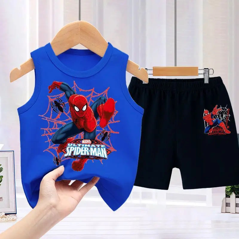spider-man طقم قطعتين for أولاد صيف sports فيست shorts formal-كاجوال cotton print baby fashion أولاد' sports shirt shorts