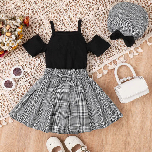 ربيع صيف جديد أكمام قصيرة bow hat قصير جيب بنات clothing sets