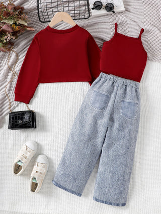 ربيع وخريف جديد product explosion-printed pants بدلة for بنات children's clothing طقم