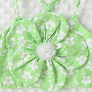 صيف كاجوال بنت بدلة with بليسيه جيب and belt children's flower print sling and baby بنت طقم hot for صيف clothes طقم