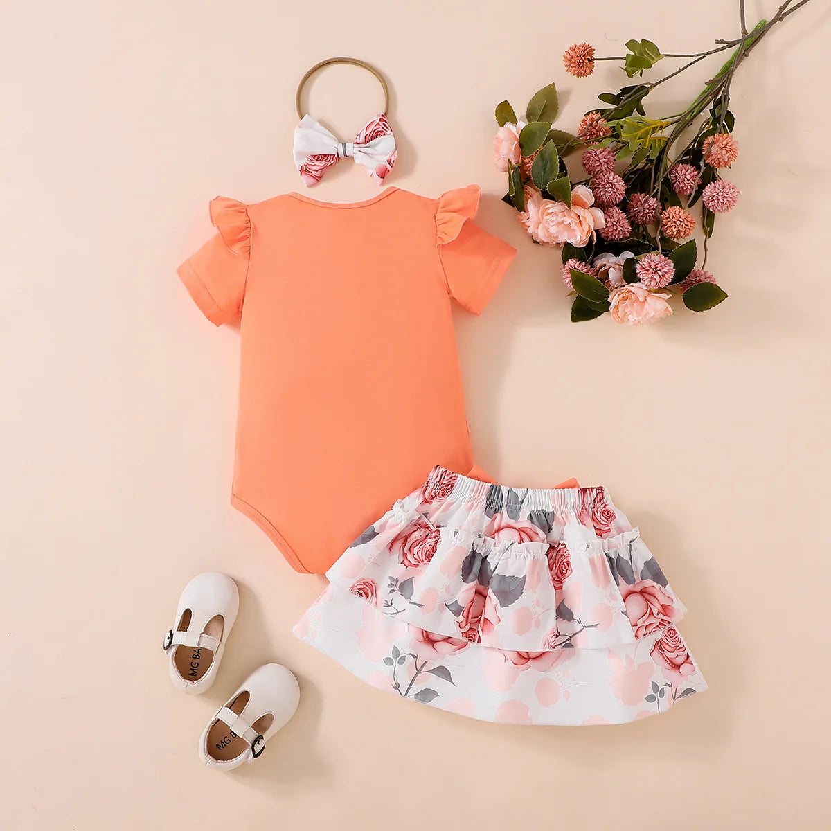 صيف cotton clothing طقم for baby بنات button بليسيه side أكمام قصيرة ha coat flower bow half-length cake جيب 3pcs طقم