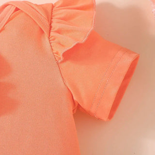 صيف cotton clothing طقم for baby بنات button بليسيه side أكمام قصيرة ha coat flower bow half-length cake جيب 3pcs طقم
