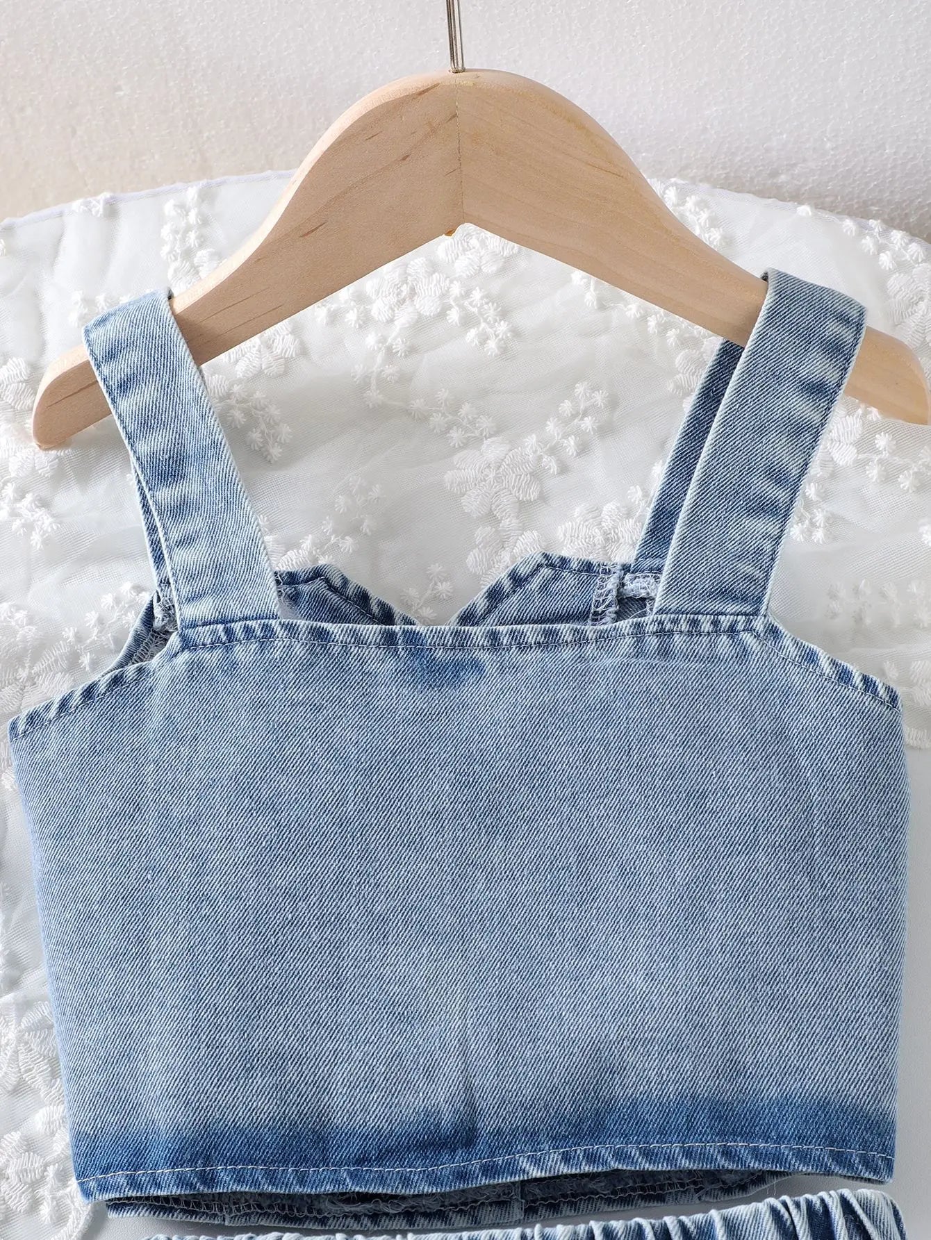 صيف cute بنت's clothing دينم embroidery cherry single-breasted فيست قصير جيب بنات clothing sets children's clothing