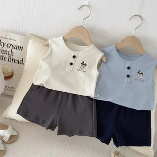 صيف fashion فيست جديد طقم baby بدون أكمام t-shirt shorts split كاجوال طقم قطعتين