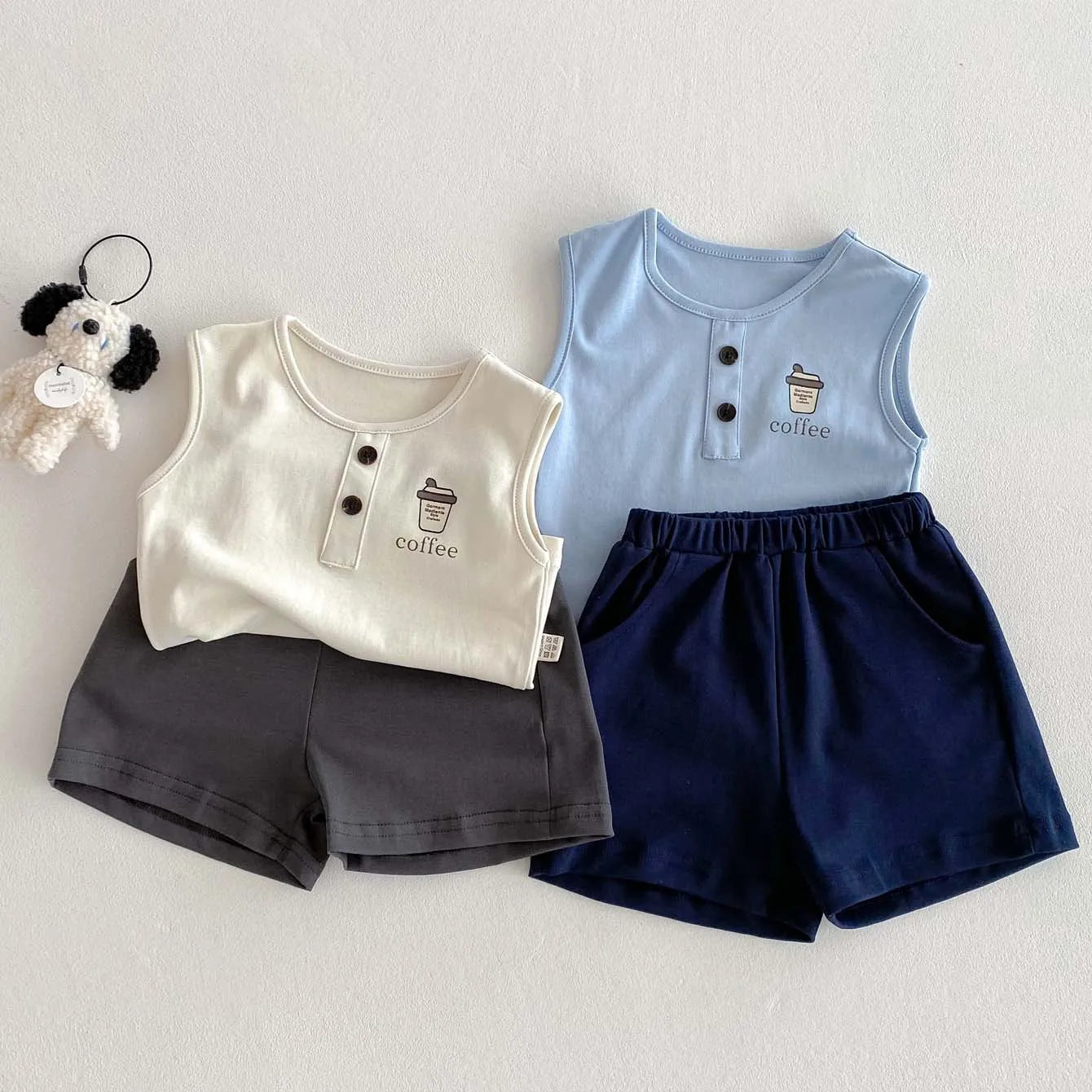 صيف fashion فيست جديد طقم baby بدون أكمام t-shirt shorts split كاجوال طقم قطعتين
