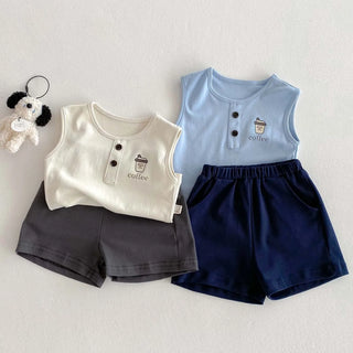 صيف fashion فيست جديد طقم baby بدون أكمام t-shirt shorts split كاجوال طقم قطعتين