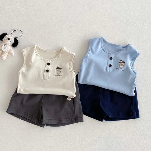 صيف fashion فيست جديد طقم baby بدون أكمام t-shirt shorts split كاجوال طقم قطعتين