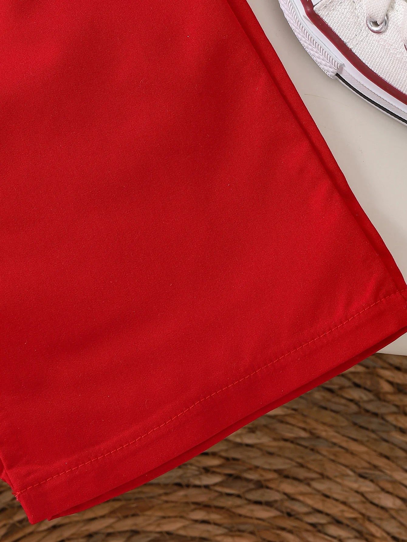 صيف بنت طقم قطعتين كم فيست red wide leg cotton knit outfit animal logo صيف outfits