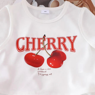 صيف بنت طقم قطعتين كم فيست red wide leg cotton knit outfit animal logo صيف outfits