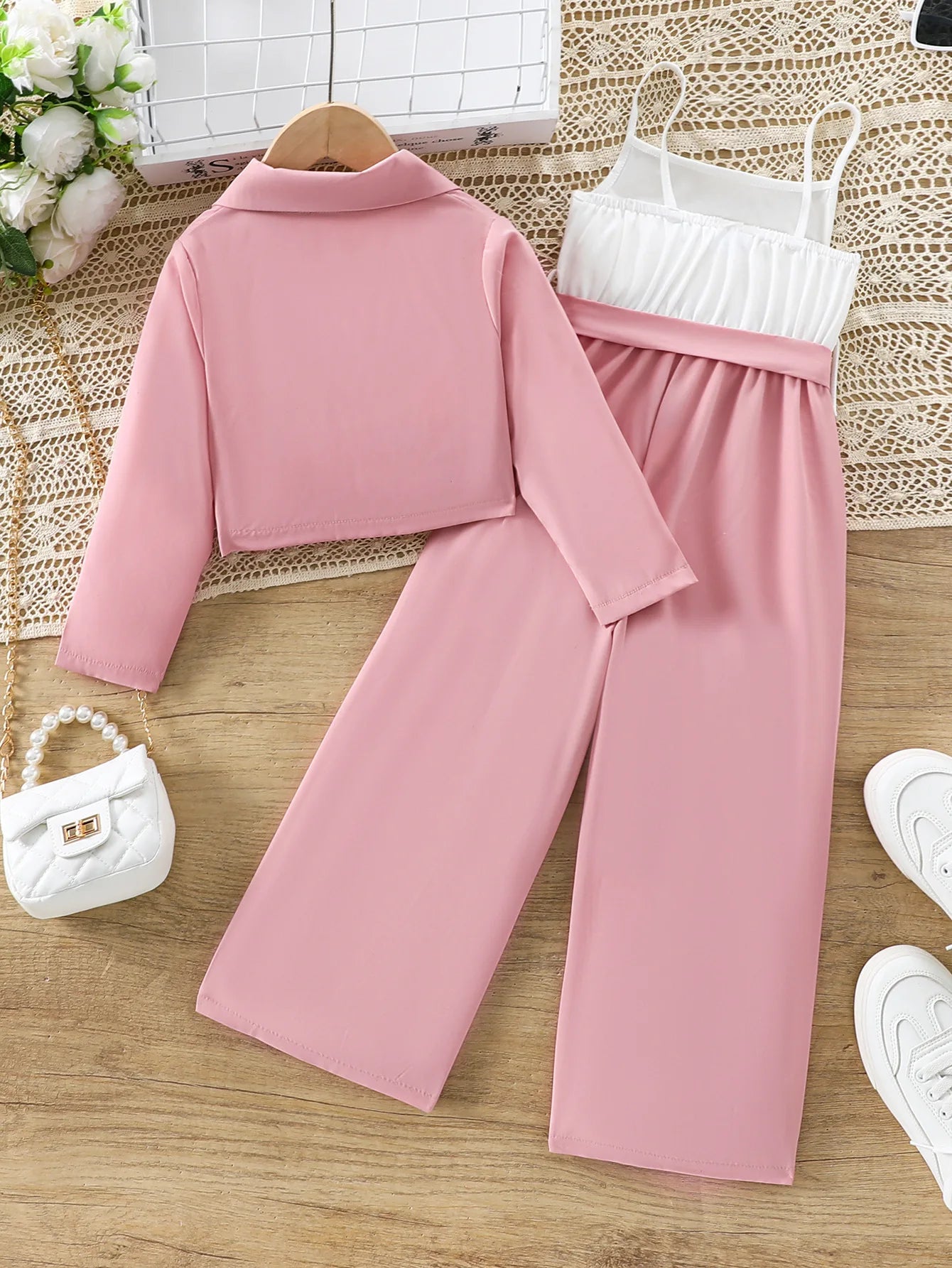 صيف جديد children's clothing three-piece طقم كاجوال korean version بدلة jacket pants loose leisure print pattern بنات
