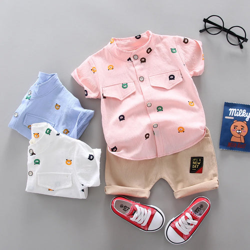 صيف جديد cotton children's clothing sets for أولاد أكمام قصيرة فستان and two-piece baby طقم