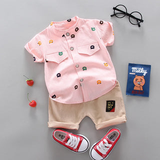 صيف جديد cotton children's clothing sets for أولاد أكمام قصيرة فستان and two-piece baby طقم