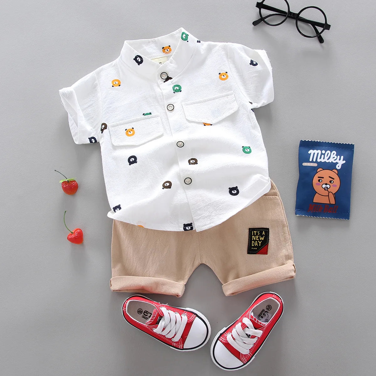 صيف جديد cotton children's clothing sets for أولاد أكمام قصيرة فستان and two-piece baby طقم