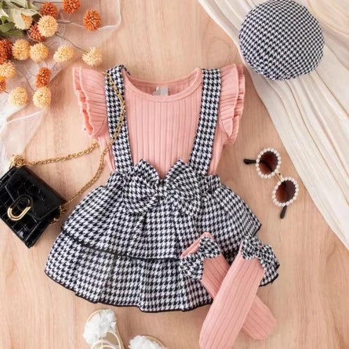 صيف جديد explosions بنات and baby بنات fashion طقم three-piece socks 100% cotton button closure 3pcs clothing sets