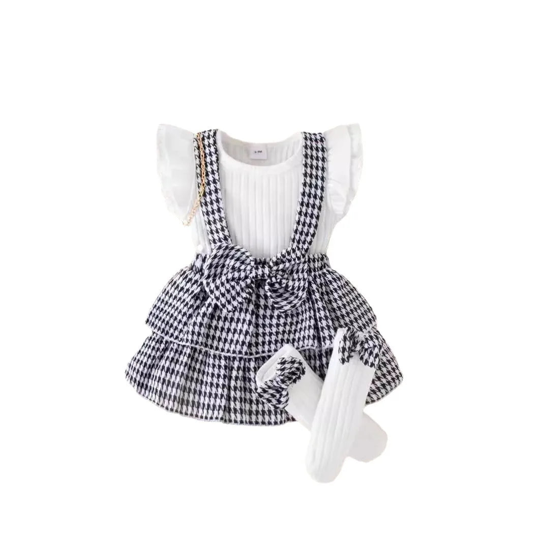 صيف جديد explosions بنات and baby بنات fashion طقم three-piece socks 100% cotton button closure 3pcs clothing sets